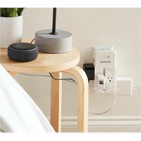 Sanus On-Wall Surge Protector - 6 Rotating Outlet Power Strip - White