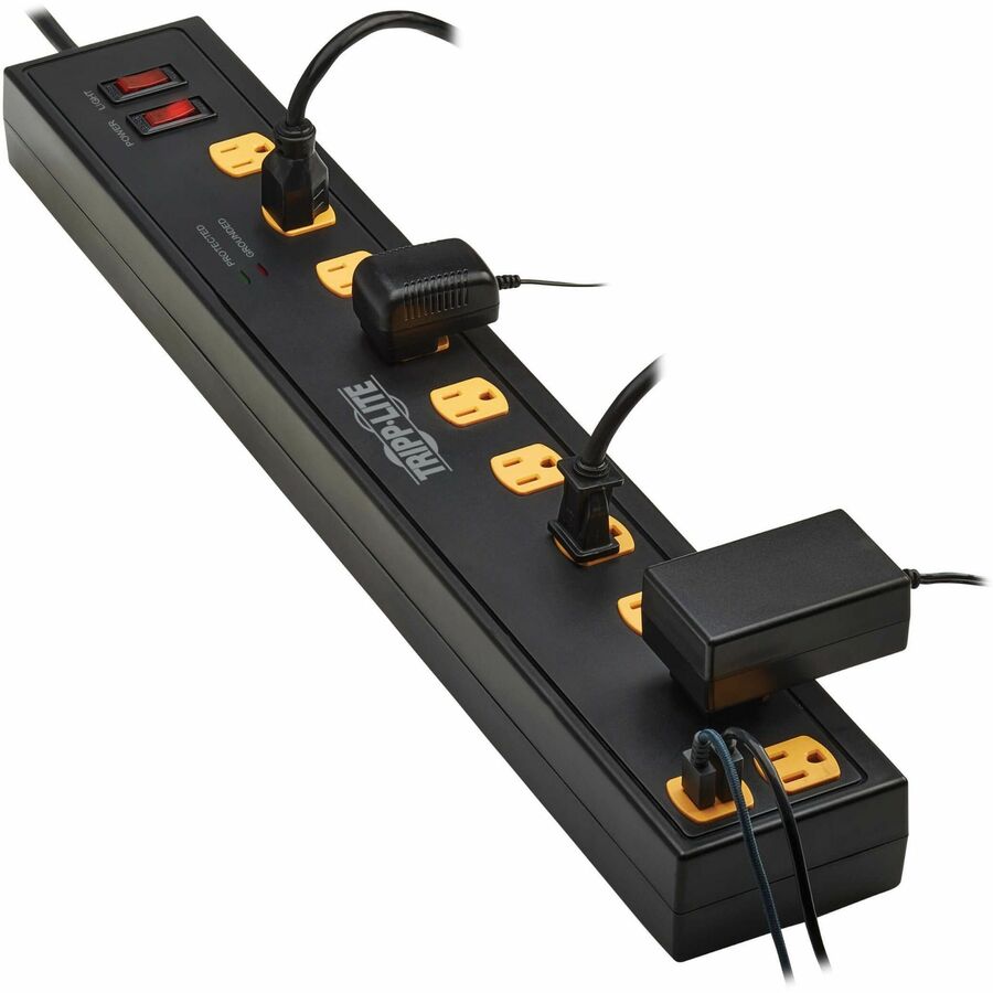 Eaton Tripp Lite Series Protect It! 10-Outlet Surge Protector with Swivel Light Bars - 5-15R Outlets, 2 USB Ports, 10 ft. (3 m) Cord, 4500 Joules, Black
