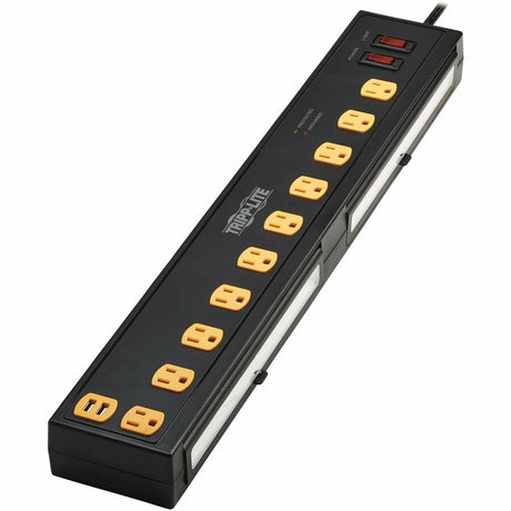 Eaton Tripp Lite Series Protect It! 10-Outlet Surge Protector with Swivel Light Bars - 5-15R Outlets, 2 USB Ports, 10 ft. (3 m) Cord, 4500 Joules, Black