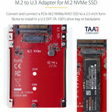 StarTech.com M.2 to U.3 Adapter, For M.2 NVMe SSDs, PCIe M.2 Drive to 2.5inch U.3 (SFF-TA-1001) Host Adapter/Converter, TAA Compliant