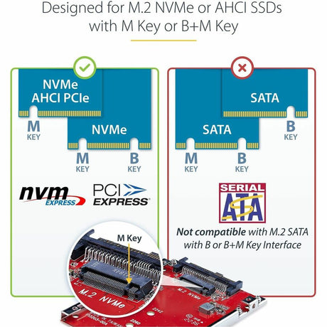 StarTech.com M.2 to U.3 Adapter, For M.2 NVMe SSDs, PCIe M.2 Drive to 2.5inch U.3 (SFF-TA-1001) Host Adapter/Converter, TAA Compliant