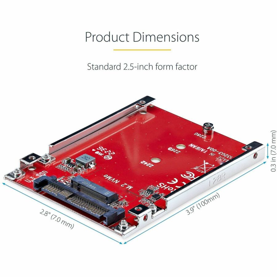 StarTech.com M.2 to U.3 Adapter, For M.2 NVMe SSDs, PCIe M.2 Drive to 2.5inch U.3 (SFF-TA-1001) Host Adapter/Converter, TAA Compliant