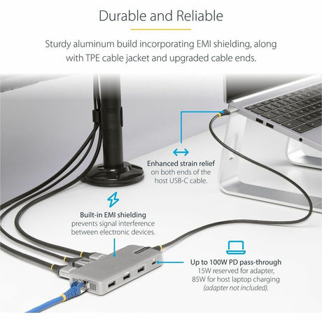 StarTech.com USB-C Triple-Monitor Multiport Adapter, HDMI & DisplayPort, 3x 10Gbps USB Hub, PD Pass-Through, GbE, Travel Docking Station