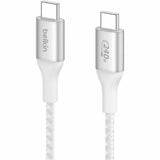 Belkin 240W USB-C to USB-C Cable - 480 Mbps - Nylon, Braided - M/M - 2m/6.6ft - White