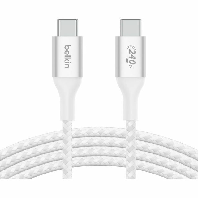Belkin 240W USB-C to USB-C Cable - 480 Mbps - Nylon, Braided - M/M - 2m/6.6ft - White