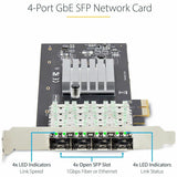 StarTech.com 4-Port GbE SFP Network Card, PCIe 2.0 x2 (x4, x8, x16 Compatible), Intel I350-AM4, Copper/Fiber Optic, Gigabit Ethernet