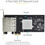 StarTech.com 4-Port GbE SFP Network Card, PCIe 2.0 x2 (x4, x8, x16 Compatible), Intel I350-AM4, Copper/Fiber Optic, Gigabit Ethernet