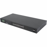 Intellinet 16-Port Gigabit Ethernet PoE+ Switch with 2 SFP Ports and LCD Screen