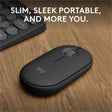 Logitech Pebble Mouse 2 M350s Slim Bluetooth Wireless Mouse, Portable, Customizable Button, Quiet Clicks - Tonal Graphite