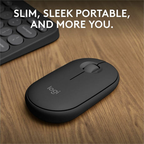 Logitech Pebble Mouse 2 M350s Slim Bluetooth Wireless Mouse, Portable, Customizable Button, Quiet Clicks - Tonal Graphite