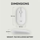Logitech Pebble Mouse 2 M350s Slim Bluetooth Wireless Mouse, Portable, Customizable Button, Quiet Clicks, Tonal White