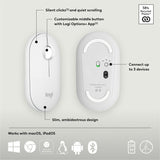 Logitech Pebble Mouse 2 M350s Slim Bluetooth Wireless Mouse, Portable, Customizable Button, Quiet Clicks, Tonal White