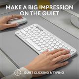 Logitech Pebble 2 Combo, Wireless Keyboard and Mouse, Quiet and Portable, Customizable, Logi Bolt, Bluetooth, Tonal White