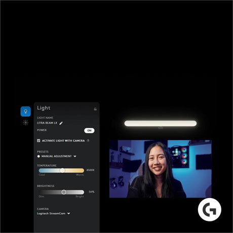 Logitech G Litra Beam LX Dual-Sided RGB Streaming Key light