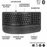 Logitech Wave Keys for Business, Wireless Ergonomic Keyboard with Cushioned Palm Rest, Logi Bolt, Graphite
