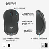 Logitech M240 for Business Silent Wireless Mouse, Secure Logi Bolt USB Receiver, Graphite