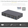 StarTech.com 2-Port Dual-Monitor DisplayPort KVM Switch, RS232 Serial Control, 4K 60Hz, 2x USB 5Gbps Hub Ports, TAA Compliant