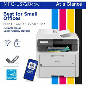 Brother MFC-L3720CDW Wireless Digital Color All-in-One Printer with Laser Quality Output, Copy, Scan and Fax, Duplex and Mobile Printing