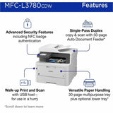 Brother MFC-L3780CDW Wireless Digital Color All-in-One Printer with Laser Quality Output, Copy, Scan, and Fax, Single Pass Duplex Copy and Scan, Duplex and Mobile Printing, Gigabit Ethernet