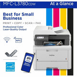 Brother MFC-L3780CDW Wireless Digital Color All-in-One Printer with Laser Quality Output, Copy, Scan, and Fax, Single Pass Duplex Copy and Scan, Duplex and Mobile Printing, Gigabit Ethernet