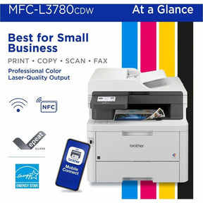 Brother MFC-L3780CDW Wireless Digital Color All-in-One Printer with Laser Quality Output, Copy, Scan, and Fax, Single Pass Duplex Copy and Scan, Duplex and Mobile Printing, Gigabit Ethernet