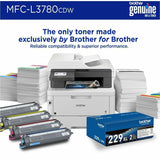 Brother MFC-L3780CDW Wireless Digital Color All-in-One Printer with Laser Quality Output, Copy, Scan, and Fax, Single Pass Duplex Copy and Scan, Duplex and Mobile Printing, Gigabit Ethernet
