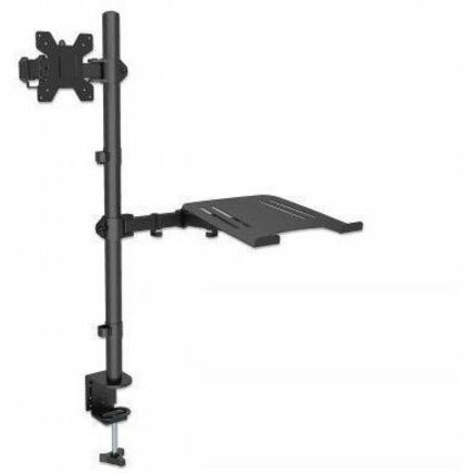 Manhattan 462136 Desk Mount for Monitor, Notebook, LED Monitor, LCD Monitor, Display, MacBook, Projector, Display Screen - Black - Landscape/Portrait