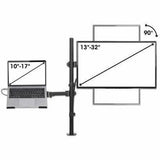 Manhattan 462136 Desk Mount for Monitor, Notebook, LED Monitor, LCD Monitor, Display, MacBook, Projector, Display Screen - Black - Landscape/Portrait