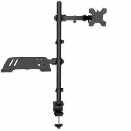 Manhattan 462136 Desk Mount for Monitor, Notebook, LED Monitor, LCD Monitor, Display, MacBook, Projector, Display Screen - Black - Landscape/Portrait