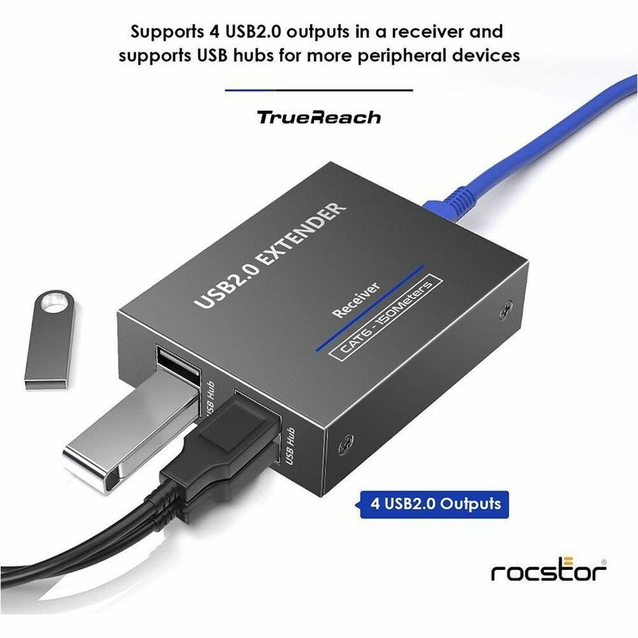 TrueReach 4 Port USB 2.0 Over Cat5/Cat6/Cat6a/Cat7 Extender