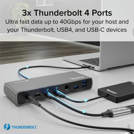 Plugable Thunderbolt 4 Dock with 100W Charging, Thunderbolt Certified, 3x Thunderbolt Ports