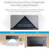StarTech.com Steel Desk Corner Sleeve, For L-Shaped/Corner Desk, Up to 1.5in (38.1mm) Thick, Increase Space for Keyboard/Mouse, Desk Tray