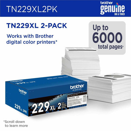 Brother Genuine TN229XL2PK High-yield Black Toner Cartridge Twin-Pack