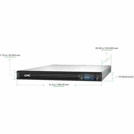 APC Smart-UPS, Line Interactive, 1000 VA, LCD, Rackmount 1U, 120V, 4x NEMA 5-15R outlet, USB, AVR, Short Depth