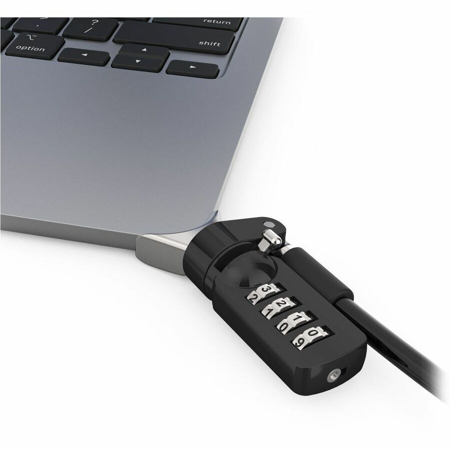 Compulocks Ledge Lock Adapter for MacBook Air 15" M2 and M3 with Combination Cable Lock Silver