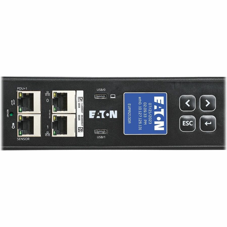 Eaton 3-Phase Managed Rack PDU G4, 120/208V, 24 Outlets, 24A, 8.6kW, L21-30 Input, 10 ft. Cord, 0U Vertical