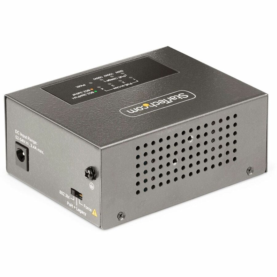 StarTech.com 4-Port Multi-Gigabit PoE++ Injector, 5/2.5/1G Ethernet (NBASE-T), PoE/PoE+/PoE++ (802.3af/802.3at/802.3bt), 160W Power Budget