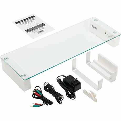 Eaton Tripp Lite Series Monitor Riser for Desk - Height Adjustable, Glass Top, USB and Audio Ports