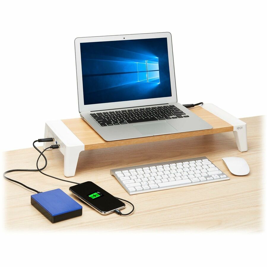 Eaton Tripp Lite Series Monitor Riser for Desk - Wood Top, USB-A Charge and Data Ports