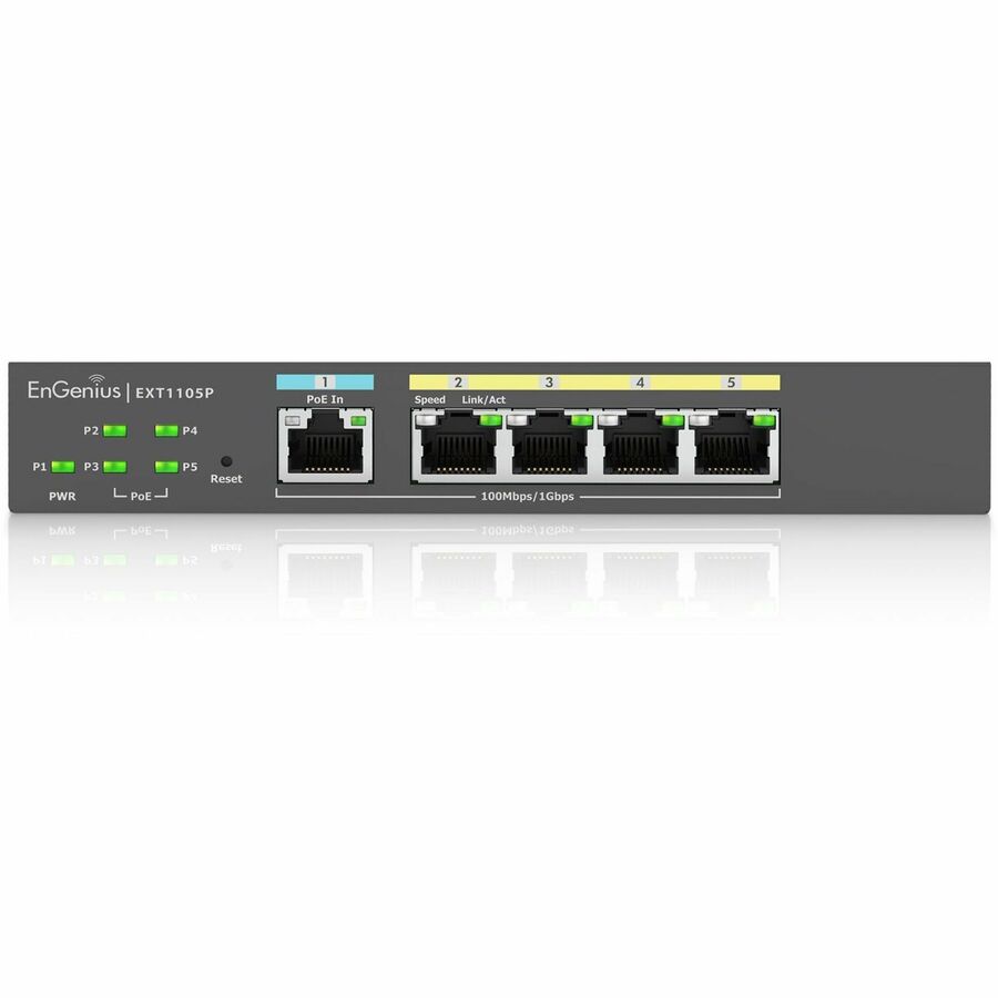 EnGenius Cloud Managed 5-Port 60W Gigabit PoE Switch Extender