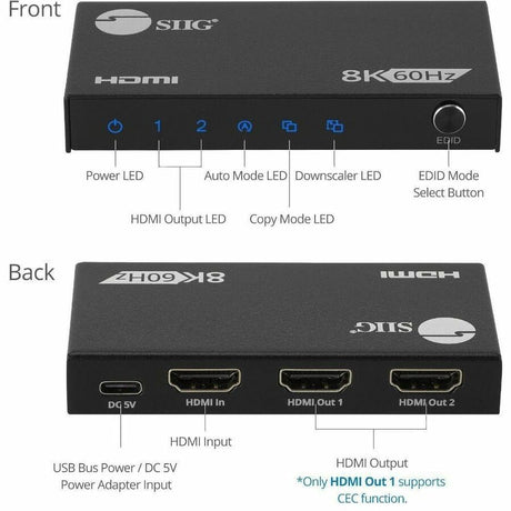 1X2 8K60HZ HDMI SPLITTER WITH