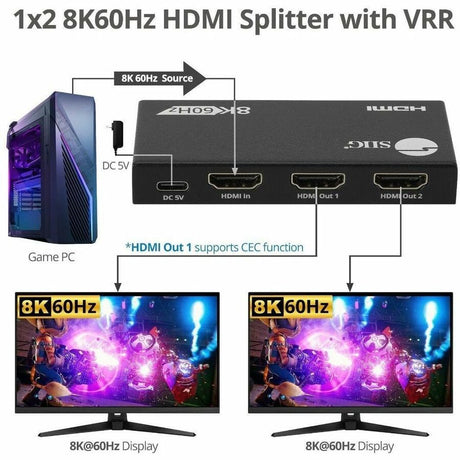 1X2 8K60HZ HDMI SPLITTER WITH