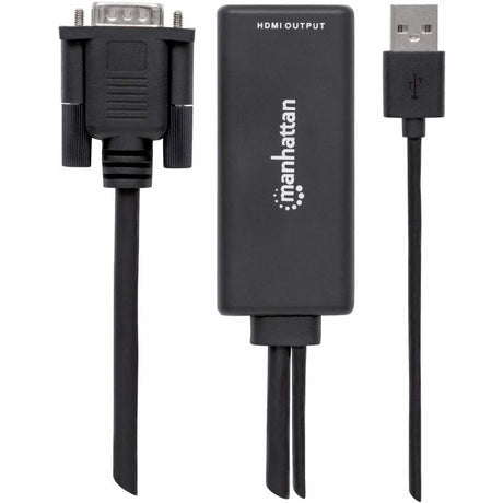 Manhattan VGA and USB-A to HDMI Converter, Analog VGA Video and USB Audio to Digital HDMI Signal, 1920x1080, 1080p@60Hz, 24-bit colour, 1.65 Gbps / 165 MHz, Three Year Warranty, Blister