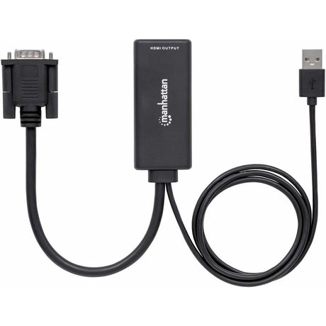 Manhattan VGA and USB-A to HDMI Converter, Analog VGA Video and USB Audio to Digital HDMI Signal, 1920x1080, 1080p@60Hz, 24-bit colour, 1.65 Gbps / 165 MHz, Three Year Warranty, Blister