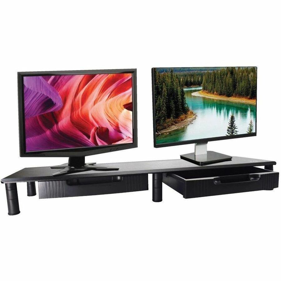Eaton Tripp Lite Series Extra-Wide Dual-Monitor Riser with Storage Drawers, 39 x 11 in., Black, TAA