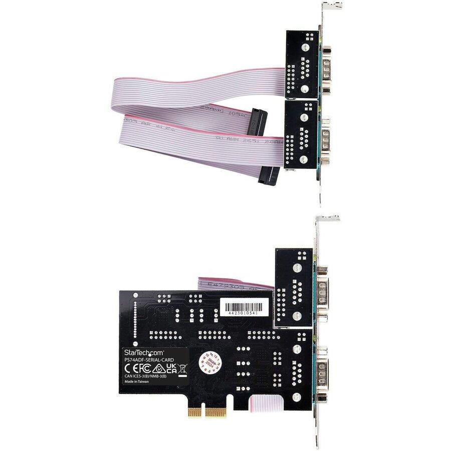 StarTech.com 4-Port Serial PCIe Card, Quad-Port RS232/RS422/RS485 Card, 16C1050 UART, ESD Protection, Windows/Linux, TAA-Compliant