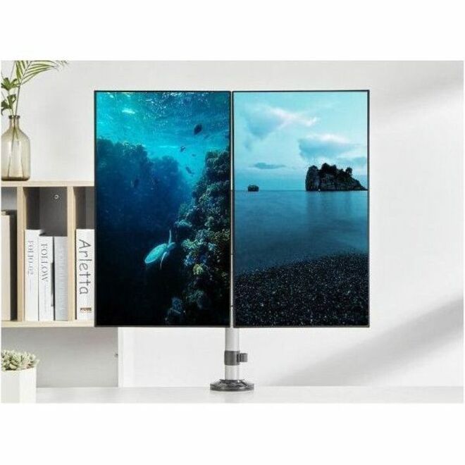 DUAL STACKED MONITOR ARM DESK