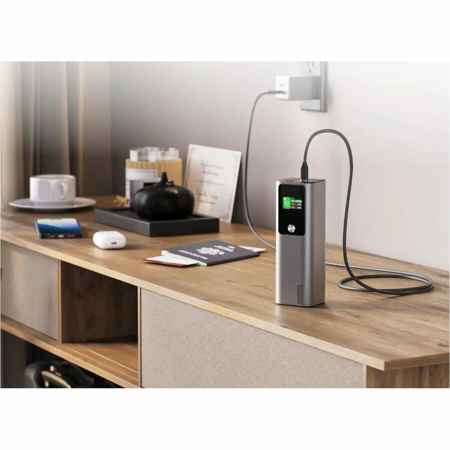 Alogic 27,000mAh power bank with 140W output, 2x USB-C and USB-A ports fast charging laptops, smartphones, and tablets iPad."