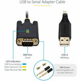 StarTech.com 10ft (3m) USB to Serial Adapter Cable, COM Retention, FTDI, DB9 RS232, Interchangeable DB9 Screws/Nuts, Windows/macOS/Linux