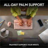 Logitech Wave Keys Wireless Ergonomic Keyboard with Cushioned Palm Rest, Comfortable Natural Typing, Easy-Switch, Rose